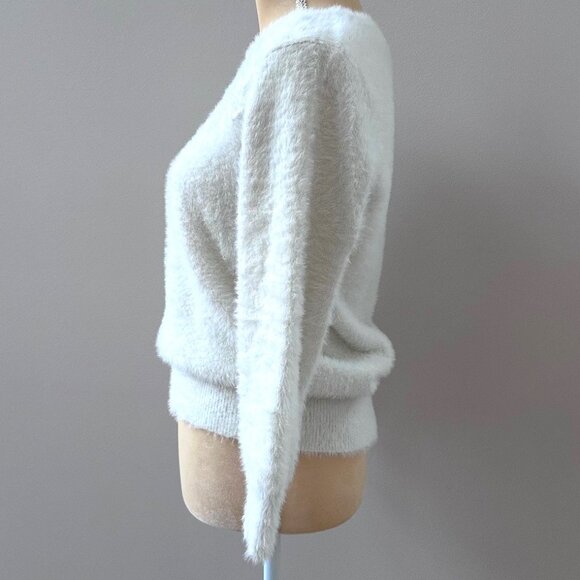 Anthropologie White Fluffy Sweater Size XS by Rosie Neim - Picture 2 of 8